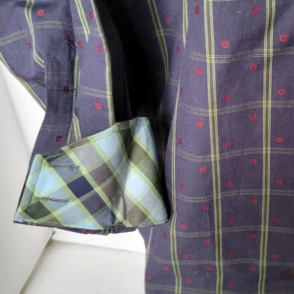 Thomas Dean Green and Blue Plaid Casual Button Down Shirt - Picture 5 of 13